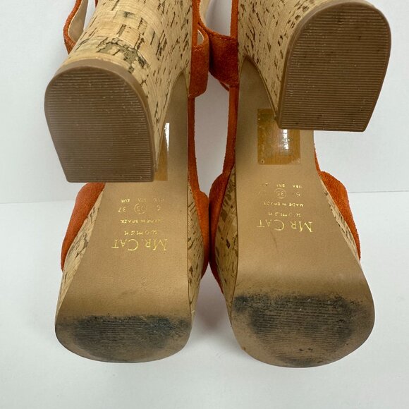 Mr. Cat High Heels Suede Peep Toe Platform Sandals Shoes Party Size 6 - Picture 13 of 15